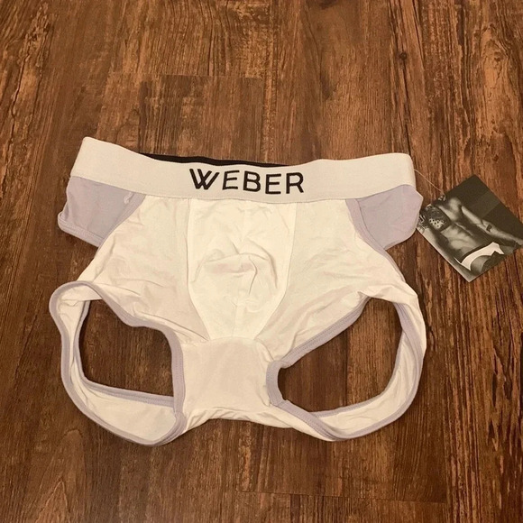 Katy Weber Men’s Brief Underwear White & Gray Pima Cotton Size XS New - Picture 3 of 9